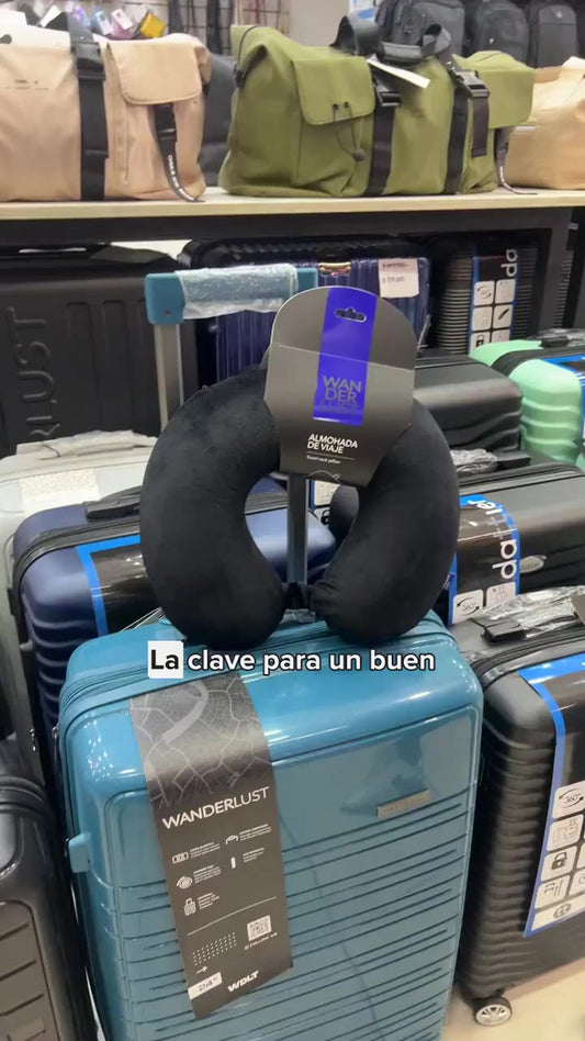 Almohada de Viaje Wanderlust Inteligente Viscoelástica Memory Foam Color Negro Liso Confort